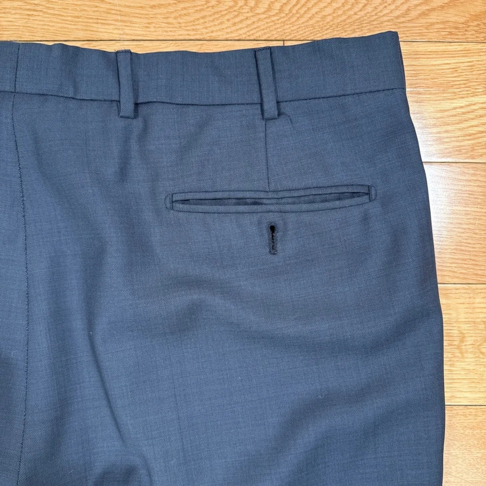 Valentino Mens 44 Blue Gray 100% Virgin Wool Flat Front Cuffed Dress Pants Italy